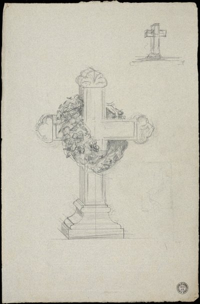 Sketch of Tomb for the Karakehia Family at Père Lachaise Cemetery in Paris by Adolphe Victor Geoffroy Dechaume